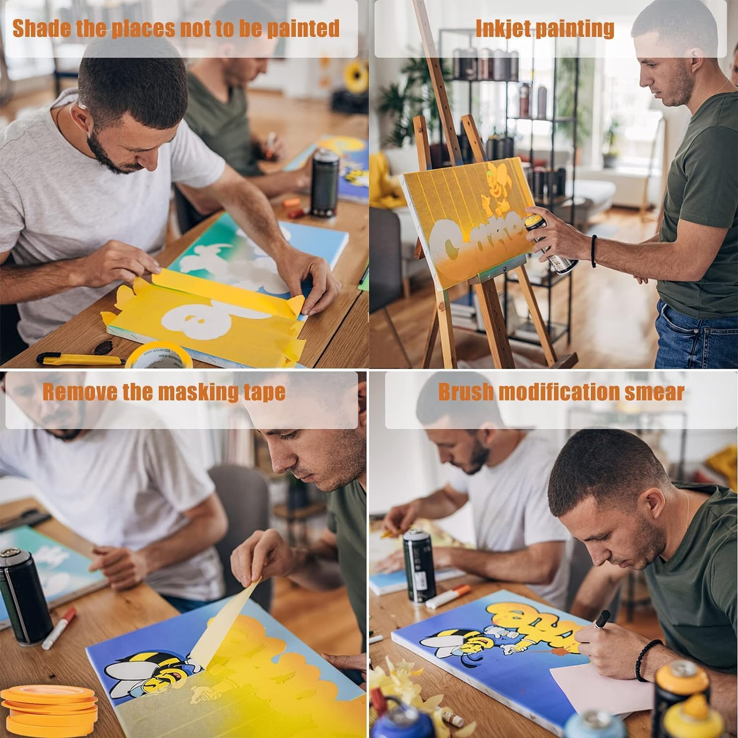 8 Rolls Pinstripe Thin Painters Tape, Yellow Painters Tape 1/16, 1/8, 1/4 and 1/2 Inch Wide Painter Automotive Masking Tape for DIY Car Auto Paint Art (52 Yard) image number 1