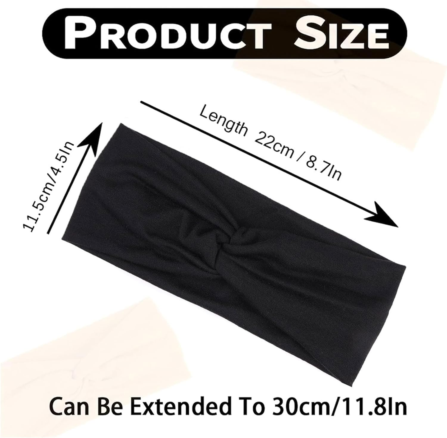 Nayyana 8 Pieces Boho Turban Headbands Wide Hair Band for Hair Non-Slip Twisted Headbands Headscarves Short Hair Stretchy Thick Fashion Hair Accessories image number 6