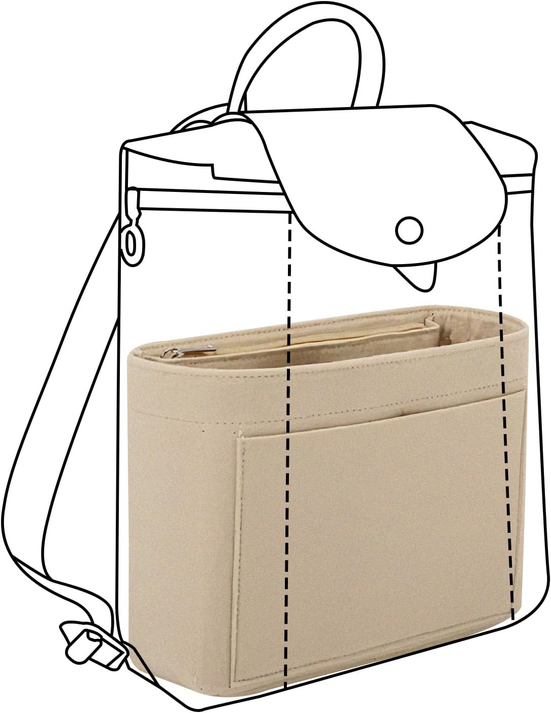 Lckaey Bag Organizer for Le Pliage Backpack - Felt Knapsack Purse Insert - Y083-Black/Grey