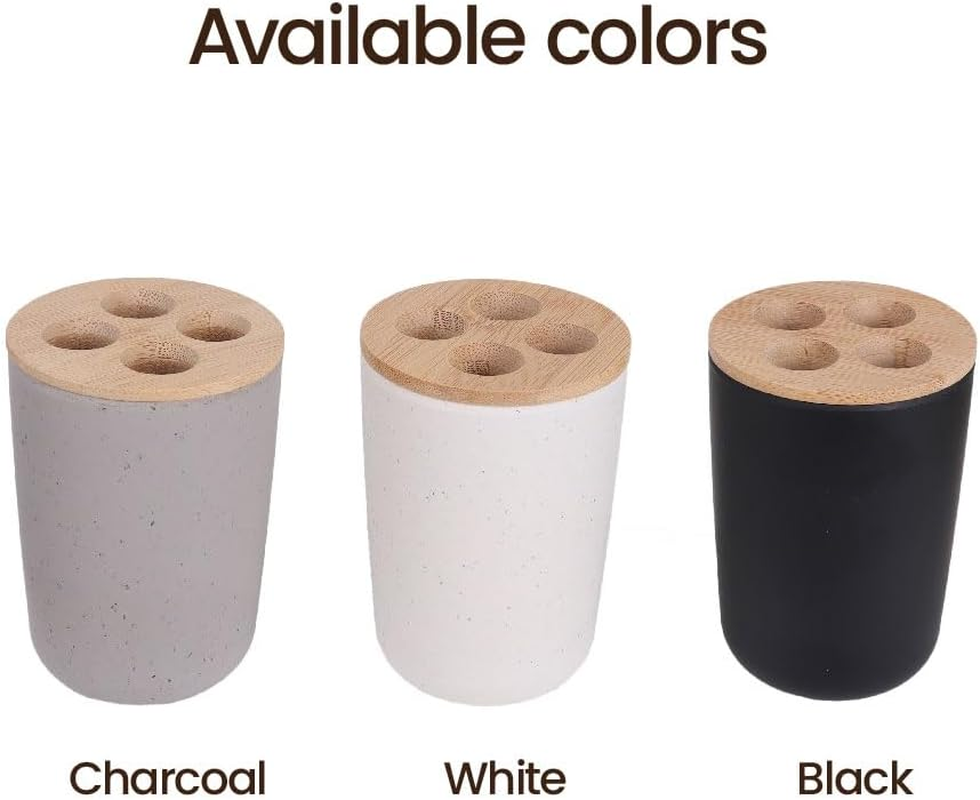 Eco Basics Toothbrush Organiser Caddy, White &ndash; Bamboo & Corn Resin, Eco-Friendly, Holds Multiple Toothbrushes, Durable & Easy to Clean, Stylish Design, Perfect for Bathroom, 11.5 X 6 Cm image number 5