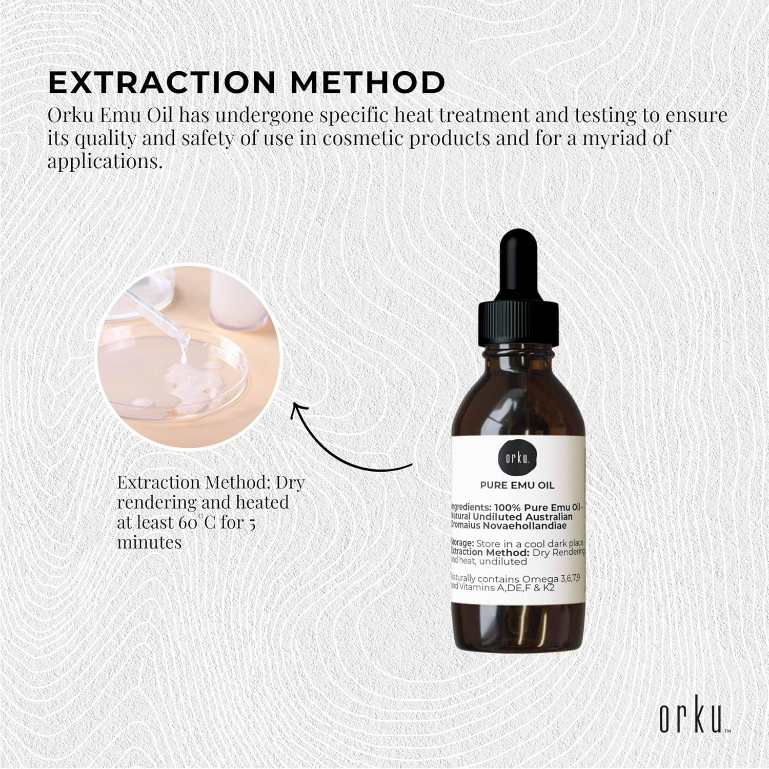 Orku 25Ml Pure Emu Oil with Dropper - Undiluted Natural Dromaius Novaehollandiae image number 5