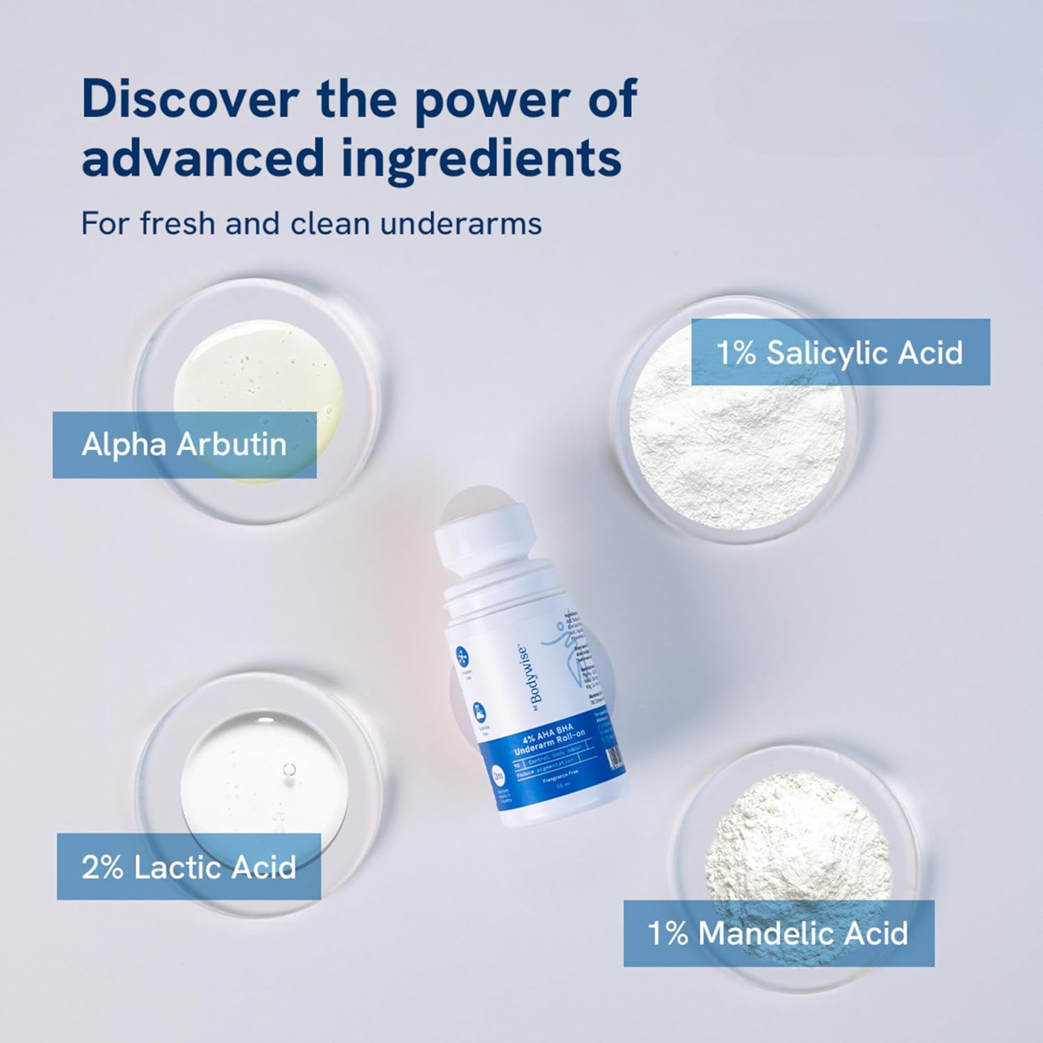 Be Bodywise 4% AHA BHA Underarm Roll on | with 2% Lactic Acid, 1% Mandelic Acid, 1% Salicylic Acid | Prevents Odour, Reduces Pigmentation | for Radiant Underarms | Suitable for Sensitive Skin | 50Ml image number 4