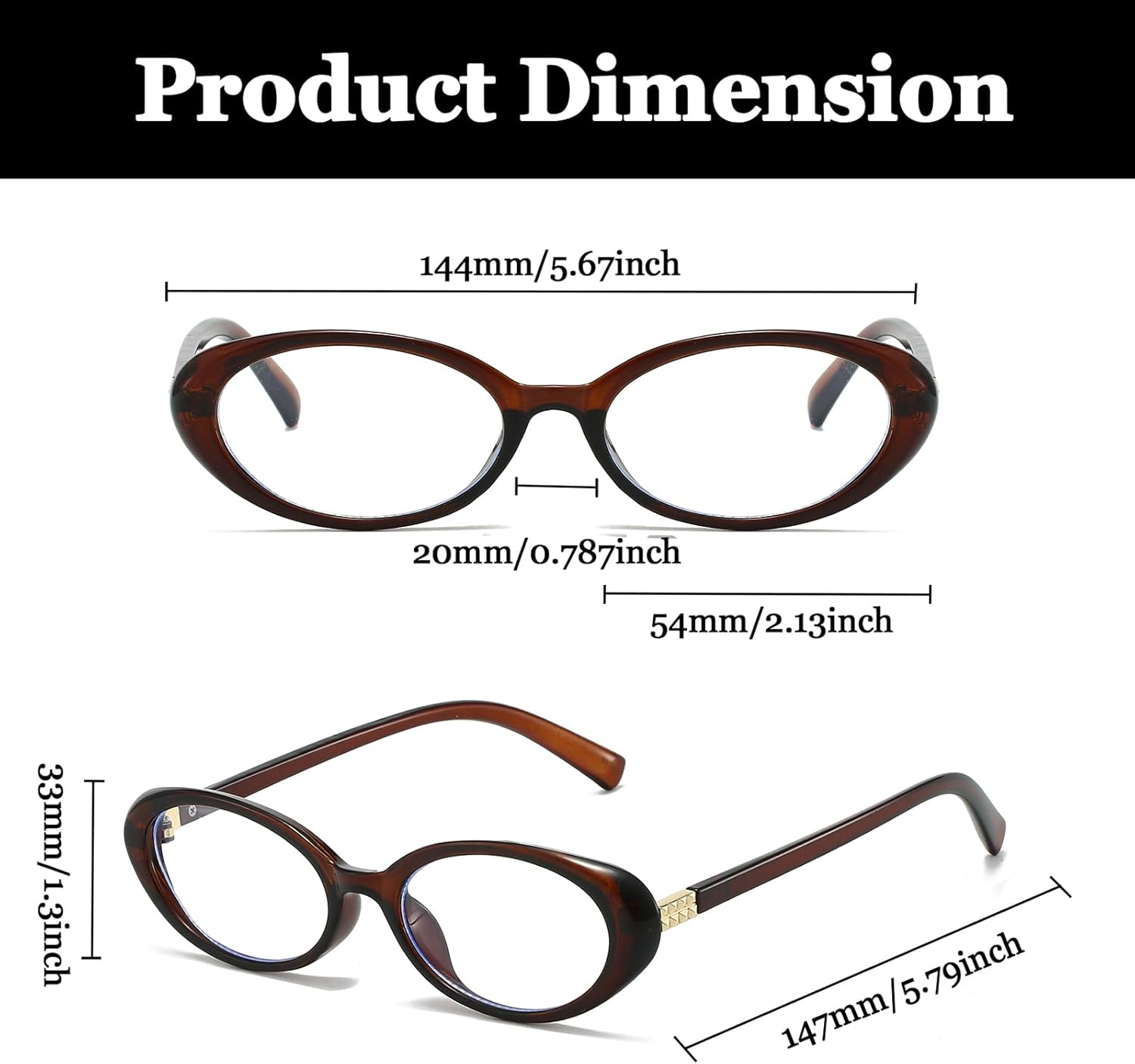 LJCZKA Oval Blue Light Glasses for Women Oval Computer Glasses anti Eyestrain Headache Trendy Y2K Shades for Reading Texting Gaming - 0 X, Black image number 5