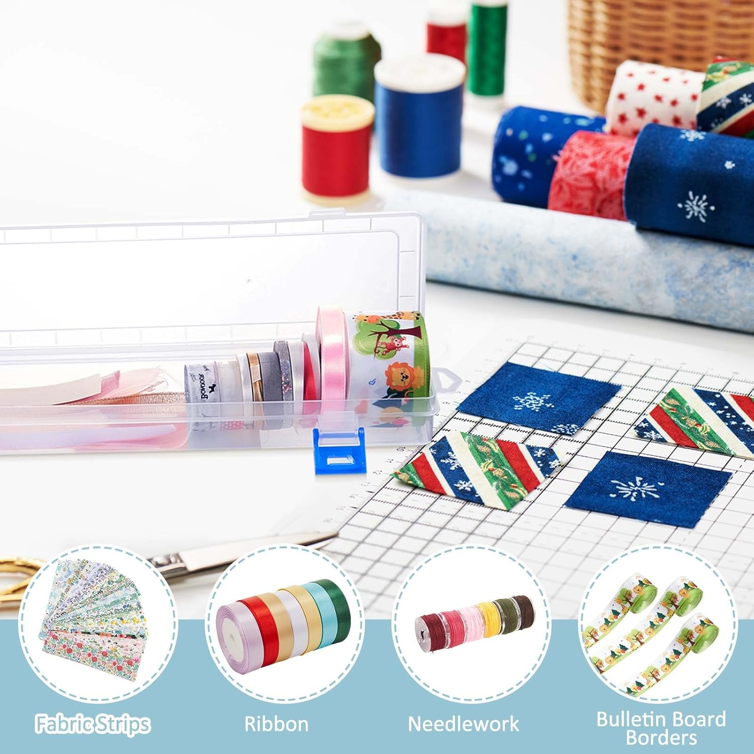 Tioncy 4 Pcs Fabric Strip Case Jelly Cotton Fabric Patchwork Roll Storage Case Bulletin Board Border Bolt Storage Sewing Cloth Organizer for 2.5 Inch Cloth Strips Arts Crafts Organizer(Medium)