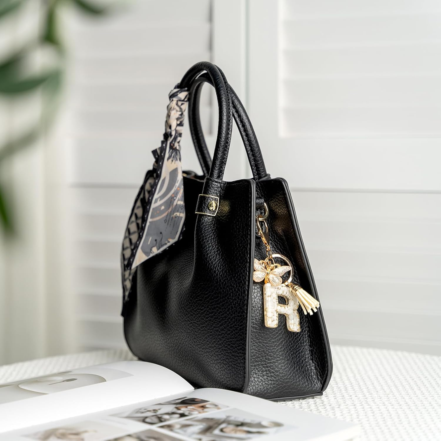 Letter Keychain Initial Keyring Key Chain Alphabet Key Rings for Women Girls,Beige - Beige-B image number 6