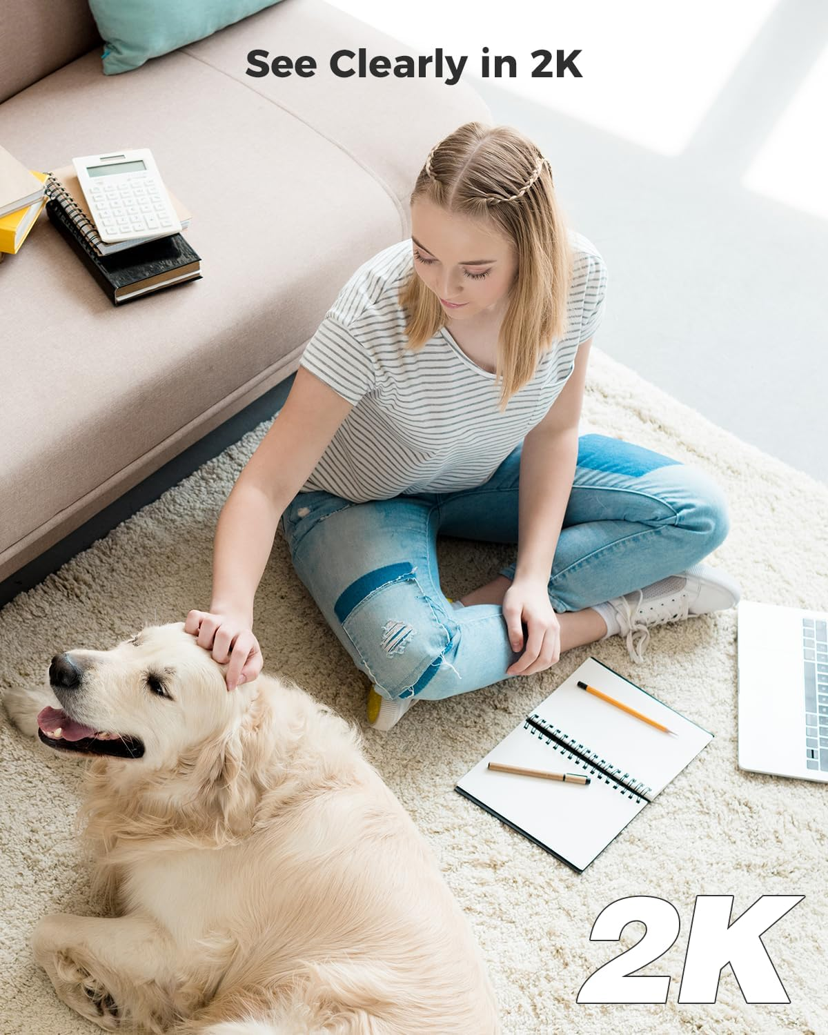 COCOCAM 2PCS 2K Indoor Pan/Tilt Security Camera with 5200Mah Battery, Wifi Camera, Wireless for Baby Monitor/Pet Camera/Home Security, AI Recognition, PIR Human Detection,Work with Alexa, 2.4G Wifi image number 1