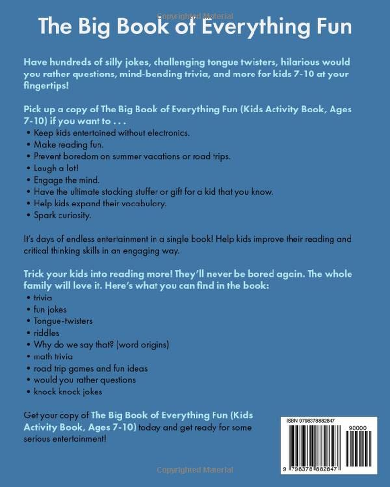 The Big Book of Everything Fun (Kids Activity Book, Ages 7-10): Riddles, Jokes, Trivia, Questions, Tongue Twisters & More image number 2