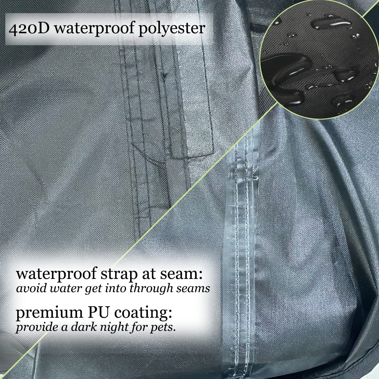 J&C Outdoor Bird Cage Cover Heavy Duty 420D Blackout Sun Light for Night Waterproof Black Birdcage Covers for Bird Sugar Glider Cat Rabbit Cage Medium (104 X 69 X 122 Cm) image number 1