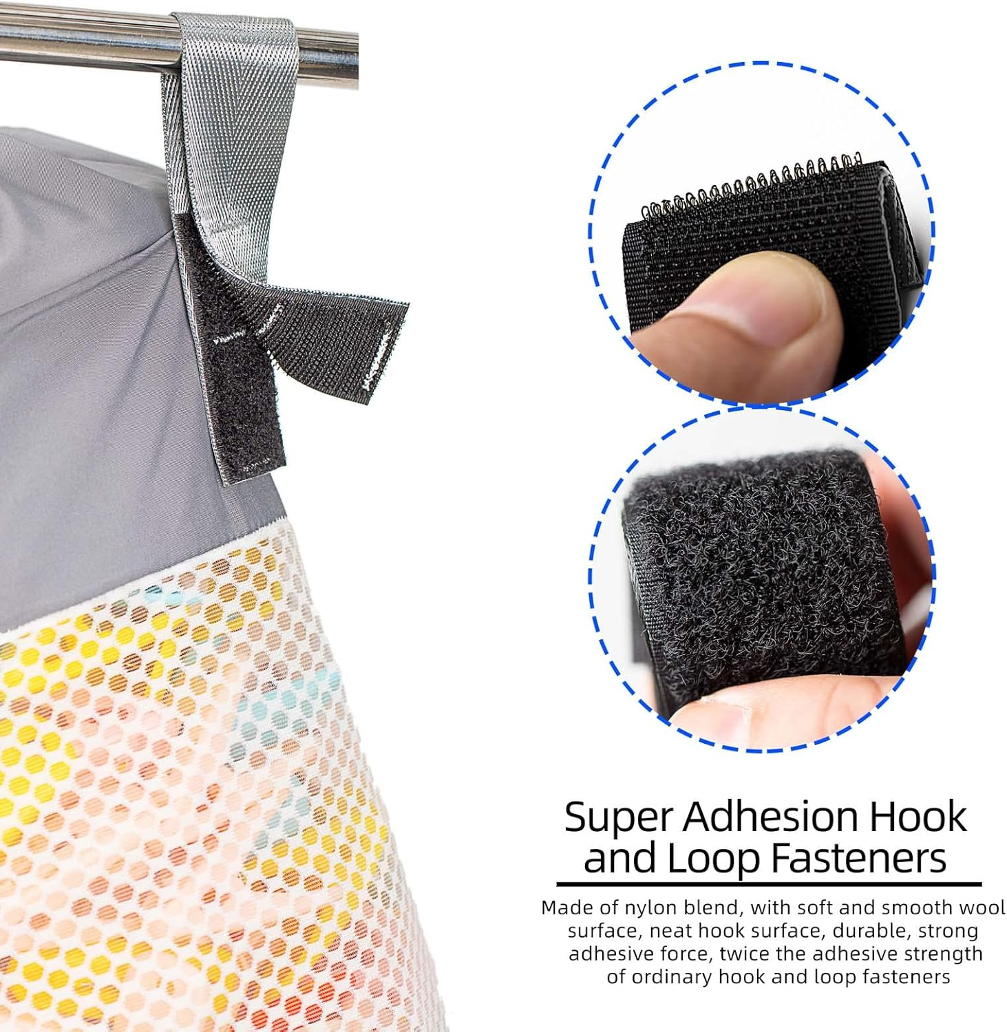 Mesh Clothespin Bag Holder Outside, Multiple Hanging Methods Clothes Pin Bag with Drawstring Closure, Ventilation and Moisture Resistance, Large-Capacity Clothespin Storage Organizer with Hooks image number 2