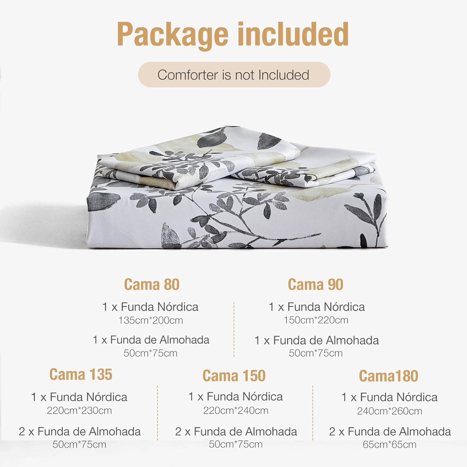 Duvet Cover for 135/150 Cm, Duvet Cover 230 X 220 Cm with Bohemian Pattern, Microfibre, 3 Pieces, Consisting of 1 Duvet Cover 230 X 220 Cm + 2 Pillowcases 50 X 75 Cm, Khaki Autumn Leaves image number 3