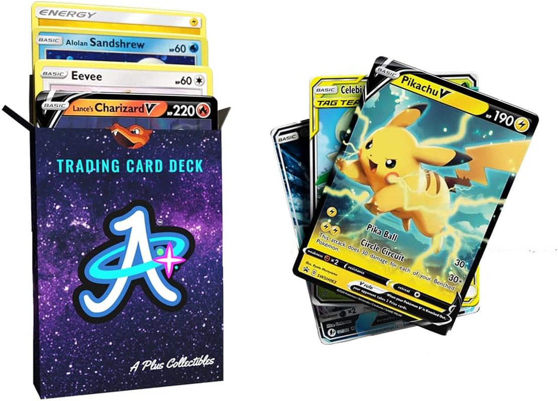TCG Collectible Deck Box &ndash; by a plus Collectibles - Includes 60 Assorted Pokemon Trading Cards with 1 GX/EX/V/VMAX/VSTAR
