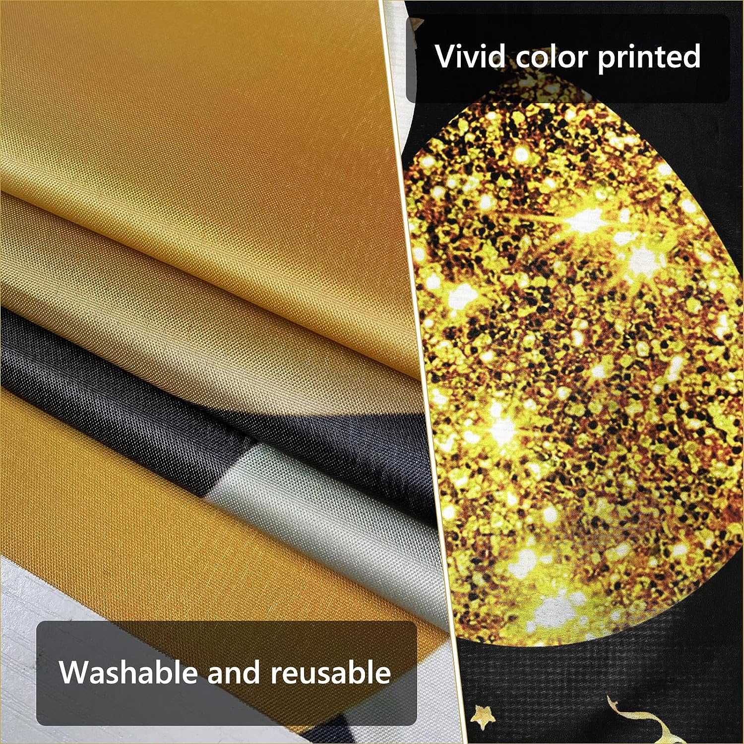 WVMNQO Happy Birthday Banner, 40Th Birthday Decorations Backdrop, Extra Large Black Gold Party Decorations, Perfect Birthday Party Supplies Photography Background for Men, and Women, 180X110Cm - 16Th image number 4