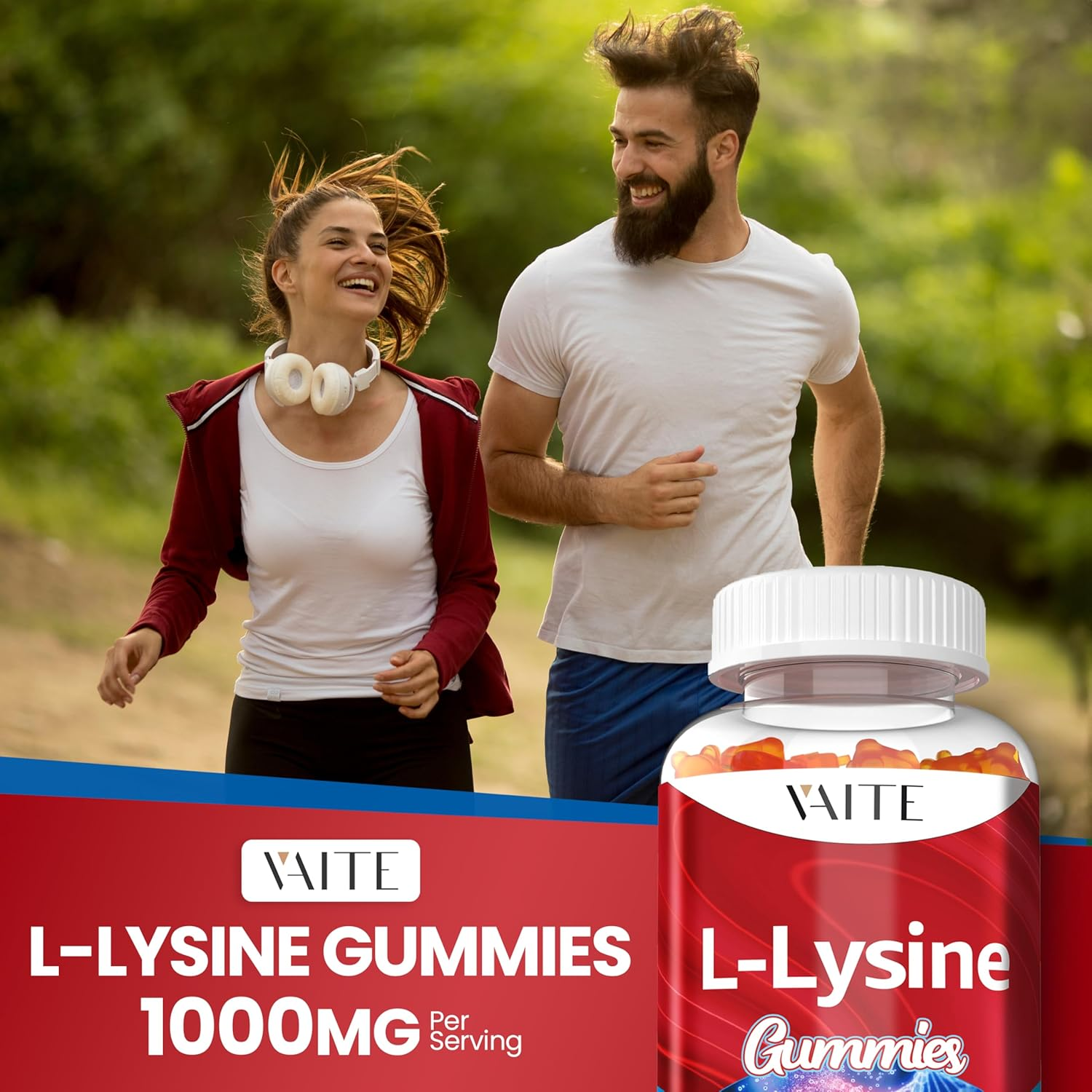 L Lysine 1000Mg Gummies &ndash; Chewable Non-Gmo Supplement, Plant-Based Amino Acid Formula, Gelatin Free, Gluten Free, Soy-Free, Complex Supplements, 60 Vegan Chewables for Adults