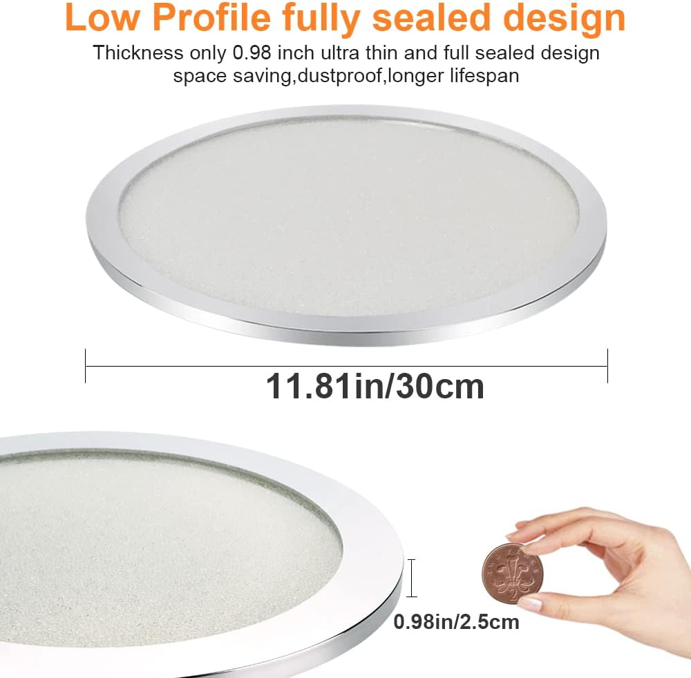 PADMA LED Ceiling Light, Chrome, Modern, 18W, 1440LM, IP44 Waterproof, Suitable for Bedroom, Hallway, Kitchen, Living Room image number 4