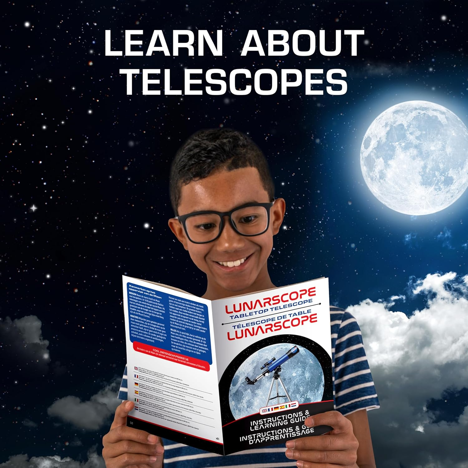 NASA Lunar Telescope for Kids &ndash; 90X Magnification, Includes Two Eyepieces, Tabletop Tripod, and Finder Scope- Kids Telescope for Astronomy Beginners image number 5