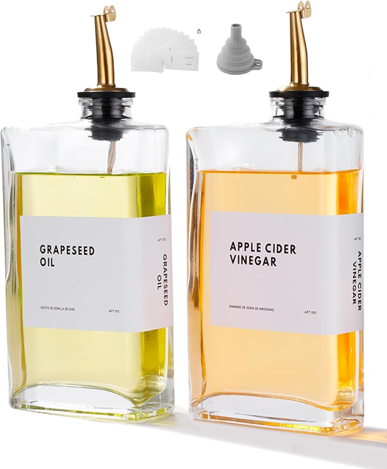 Olive Oil Dispenser for Kitchen, 350Ml Cooking Oil Dispenser, 2 PCS Rectangular Oil and Vinegar Dispenser Set, Large Capacity Glass Oil Container, Soy Sauce Dispenser for Cooking