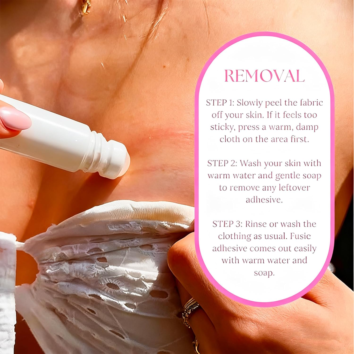 FLYTIN Body, Body Adhesive Glue, Make-Up Skin Glue for Clothes, Sweat Proof & Easily Washable, for Clothes to Stay in Place image number 4