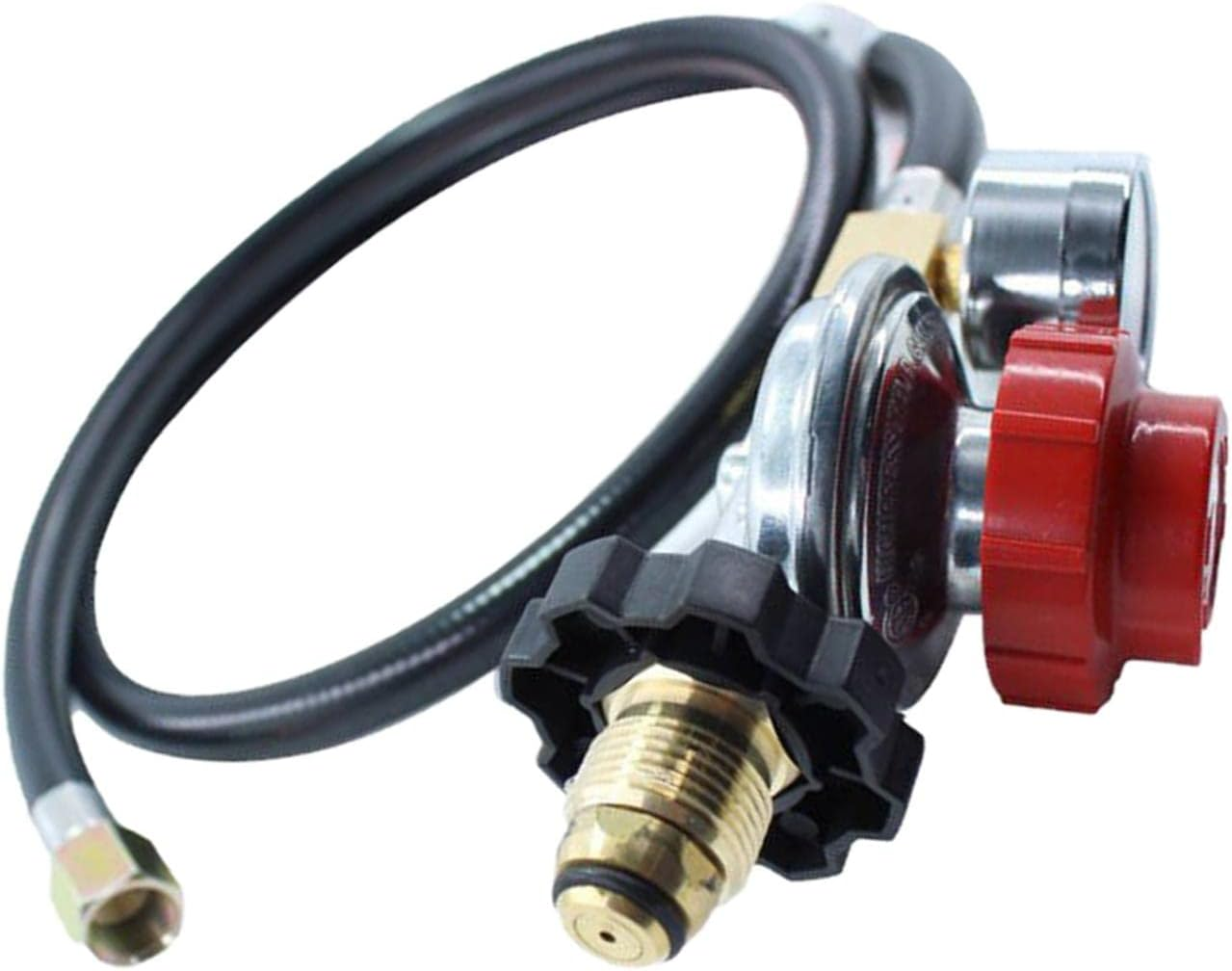 High Pressure Gas Regulator with Gauge Replacement and Hose Gas Tank BBQ image number 3