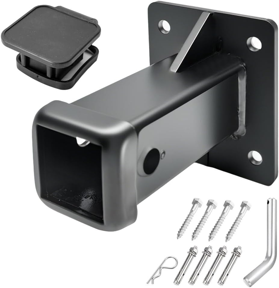 ALSTON Bolt on Hitch Receiver Heavy Duty Plate Tube Wall Mount 2 Inch Opening Universal Pintle Hitch Extender for Trailer Towing Bike and Cargo Hanging Organiser image number 1