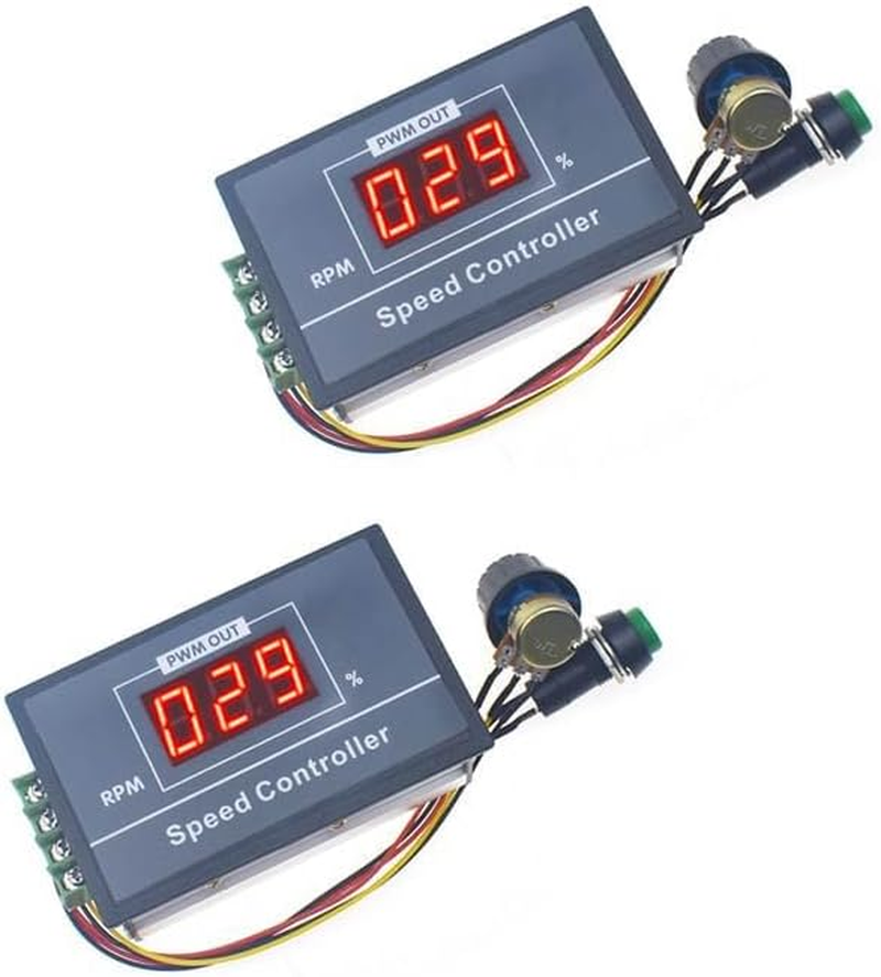2Pcs PWM DC Motor Speed Controller DC 6-60V 6V 12V 24V 48V 30A LED Digital Display Slow Start with an Adjustable Momentary Start Stop Switch and a Speed Control Potentiometer image number 3