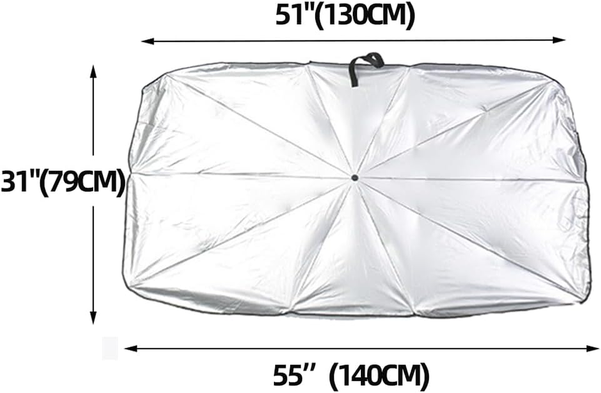 Front Windshield Sun Shade Umbrella for Car - Skycabin Front Window Sunshade Umbrella with Storage Bag for Heat Insulation Protection, Universal Car Sun Visor Protect Vehicle Sedan SUV Truck image number 3