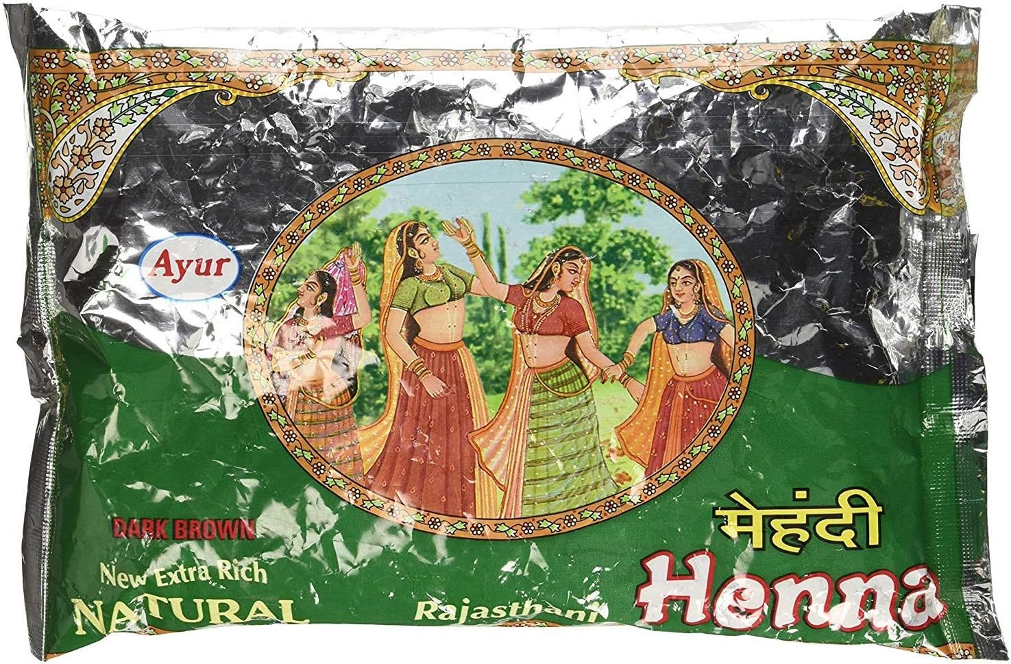 Ayur Herbal Rajasthani Henna Mehndi Powder (Dark Brown) (Pack of 1) 150Gm