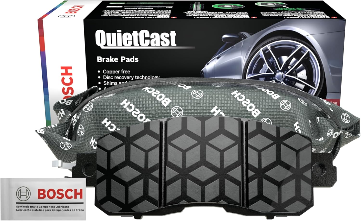 BOSCH Quietcast BOSCH Ceramic Rear Brake Pads DB1509BKL - Copper-Free, Long-Lasting and Durable - Zirconia Coating and Multi-Layer Shims for Superior Braking Performance and Noise Reduction - Black image number 6