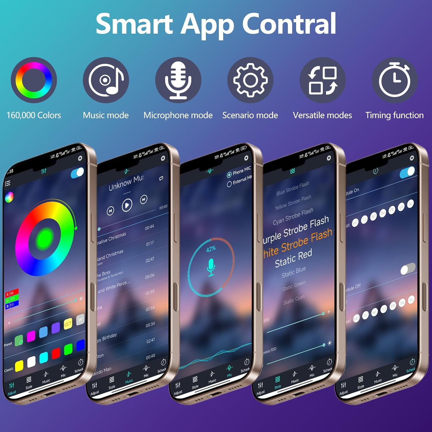 10M/16FT Bluetooth LED Strip Lights, RGB LED Lights with Music Sync, Remote APP Control, Flexible DIY Multi-Colour String Lights for Kitchen, Garden,Party,Pc Decoration,Bedroom (10M) image number 4