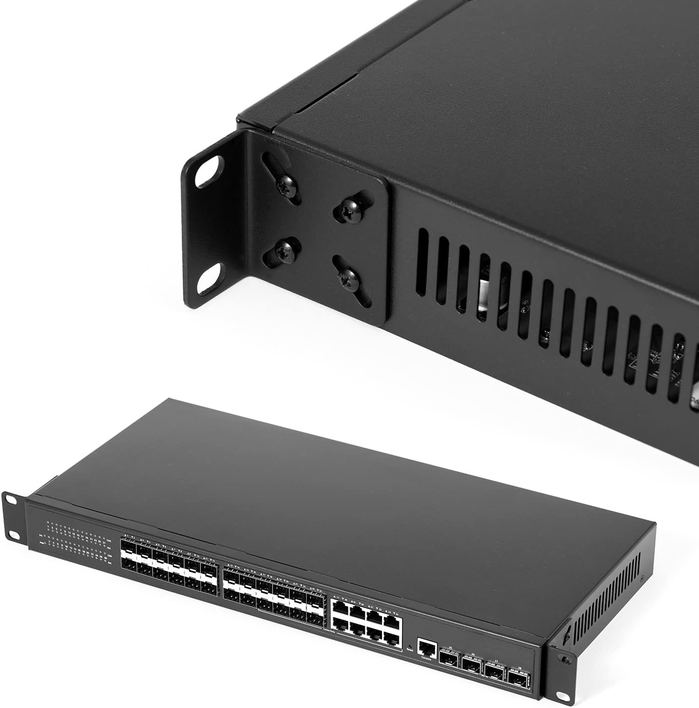 Mokerlink Rack Mount Kit for 17.3 Inch Wide Switches, Adjustable Hole Distance 14-29Mm, 0.5-1.14Inch, Compatible for Some Cisco, NETGEAR, Dell, D-Link, Linksys, HP, Trendnet, Buffalo Tech Products