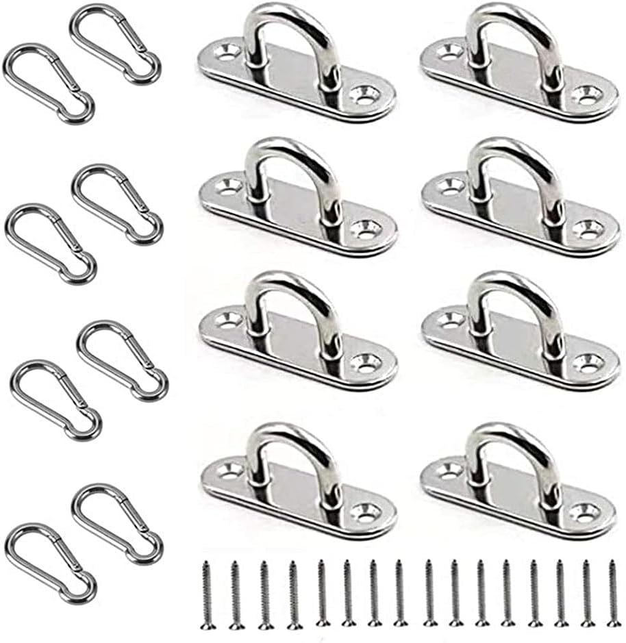 32 Pieces Stainless Steel Ceiling Hooks with Screws and Carabiners U-Shaped Wall Ceiling Mount Staple Hook,For Hammock Mosquito Net and Plant Basket. image number 1