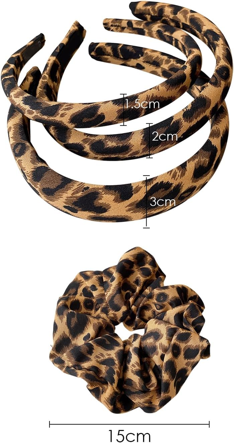 3 Pieces Leopard Print and 1 Piece Leopard Print Hair Ring, Retro Hair Accessories, Non-Slip Headband, Fashionable and Versatile Hair Accessories, Hairstyle Accessories. image number 3
