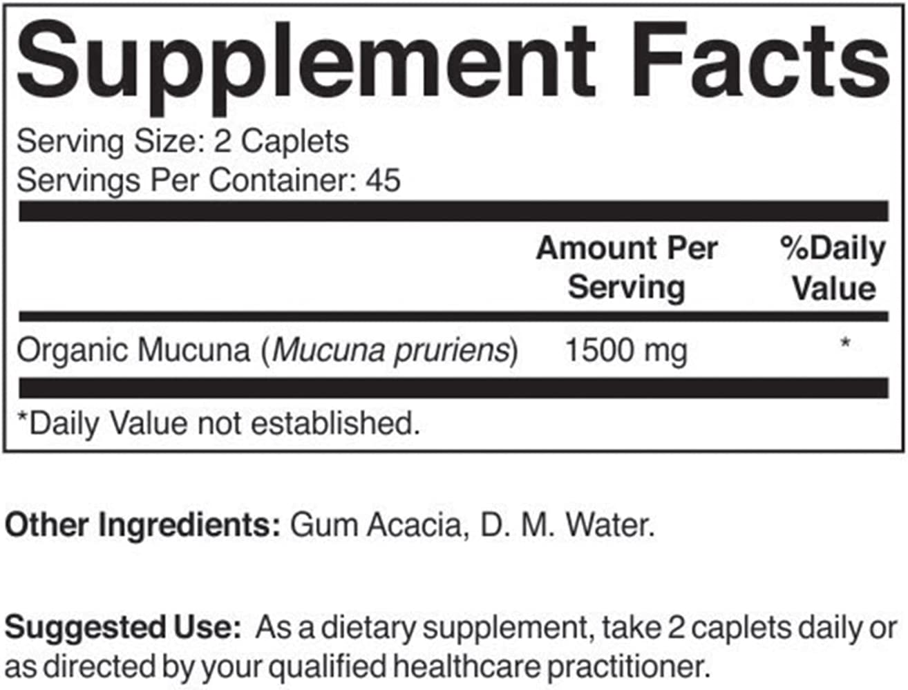 Brieofood Organic Mucuna 1500Mg, 45 Servings, Vegetarian, Gluten Free, 90 Vegetarian Tablets