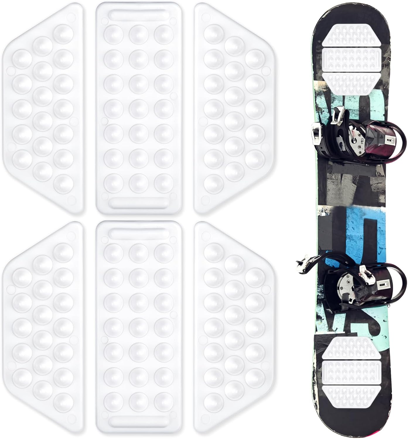 Gosknor 2 Sets of 6Pcs Snowboarding Stomp Pads, Premium Plastic Anti-Slip Snowboard Stomp Pads Durable Snowboard Stomp Pads Practical Snowboarding Accessories(Snow-White Color) image number 3