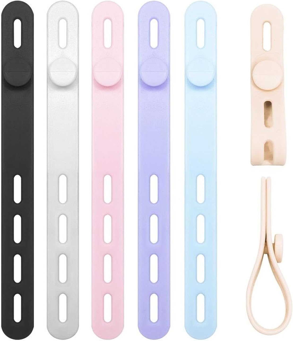 JZS 15PACK Silicone Cable Ties - Reusable, Washable, Adjustable for Cable Management