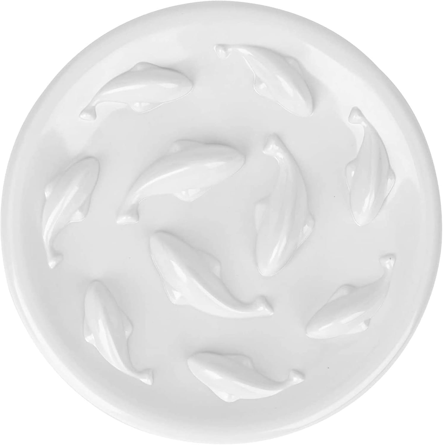 Slow Feeder Bowl for Cats and Small Dogs,Cilkus Fish Pool Design, Fun Interactive Bloat Stop Puzzle Feeder Bowl Healthy Eating Diet Made of Melamine Food Grade Material Dishwasher Safe (White) image number 5