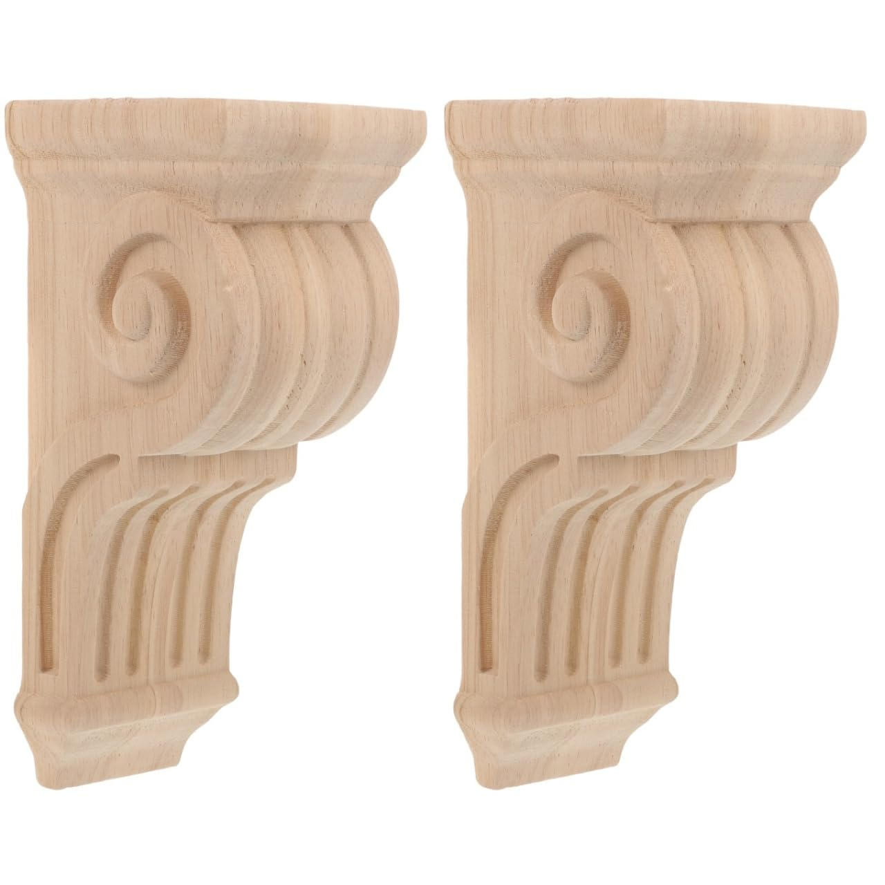 OSALADI 2Pcs Wood Carved Corner Vintage Decor Furniture Decals Wooden Corbels with Carved Wood Decal Crowns & Corner Blocks Furniture Decoration image number 2