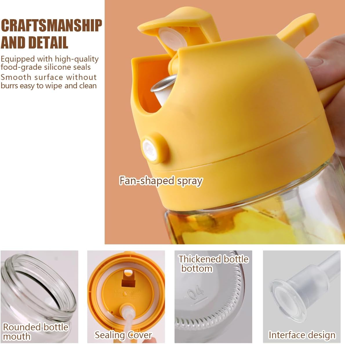 Dark Olive Oil Spray and Pour Bottle, 16Oz/470Ml, Glass, Sunlight Protection, Dual-Purpose Design, Leak-Proof Sealing, Cooking, Outdoor Activities image number 4