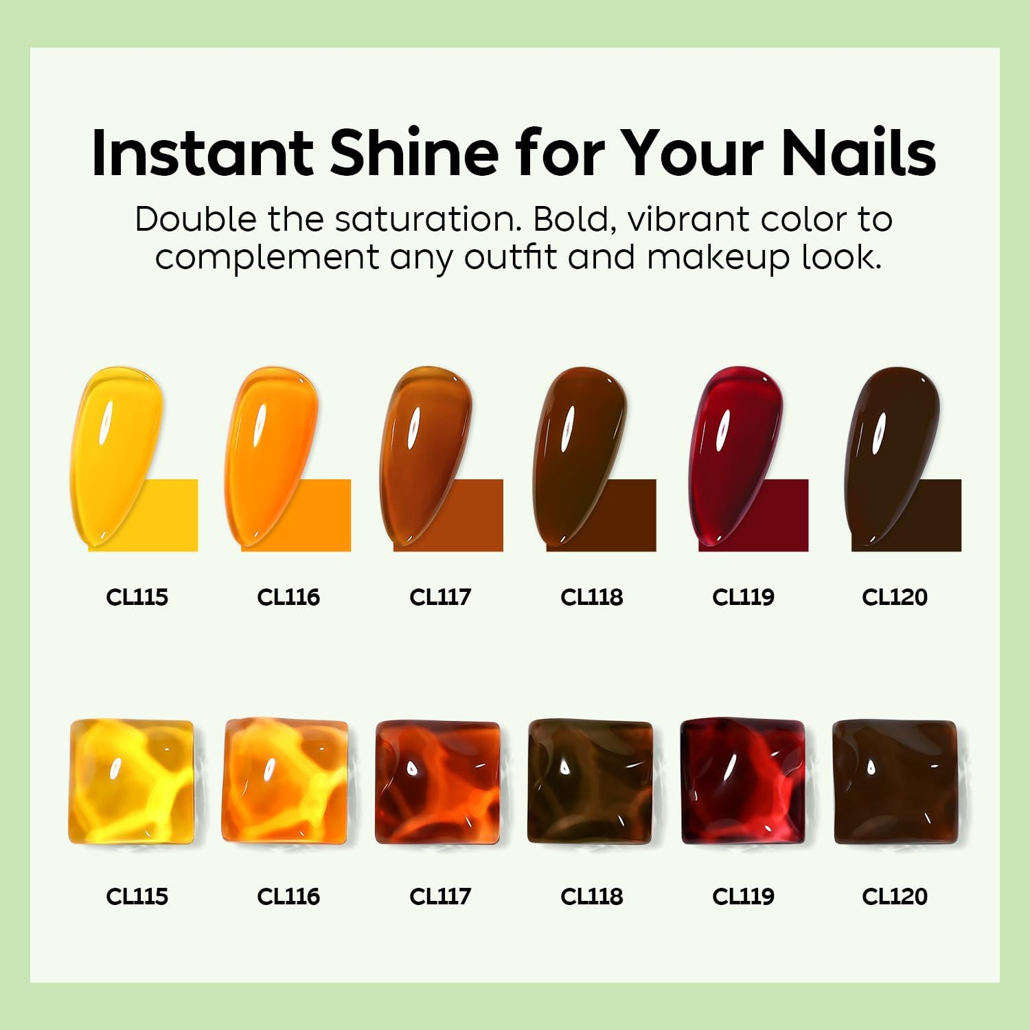 Luxbon 6 Pcs Jelly Gel Nail Polish Set - Fall Colour Set Long Lasting Autumn Gel Polish, Uv Led Soak off Nail Art Designs Manicure Kit 020 - Lb6020 image number 1