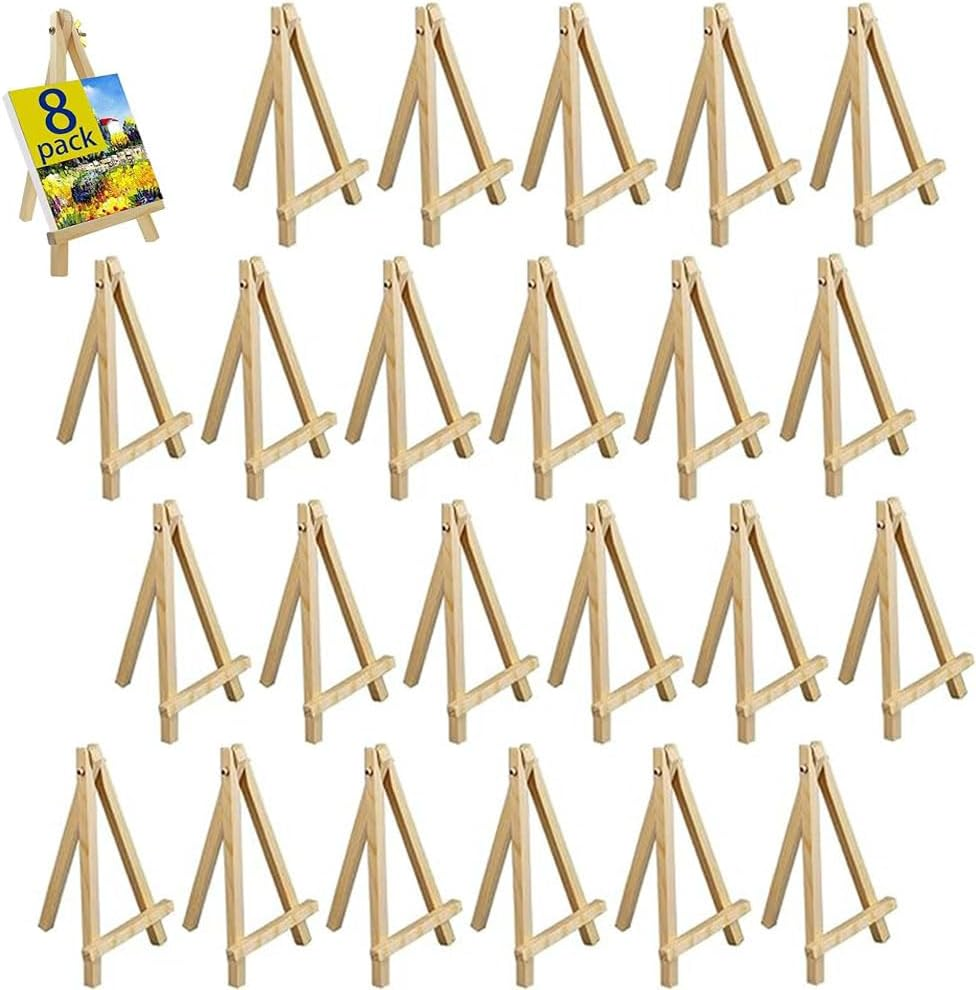 20 Pack Easel for Painting Small Tabletop Wood Easels for Painting Canvas Stand Mini Arts Crafts Painting Easel Portable Photo Picture Display Sign Holder for Artist Adults Kids Students