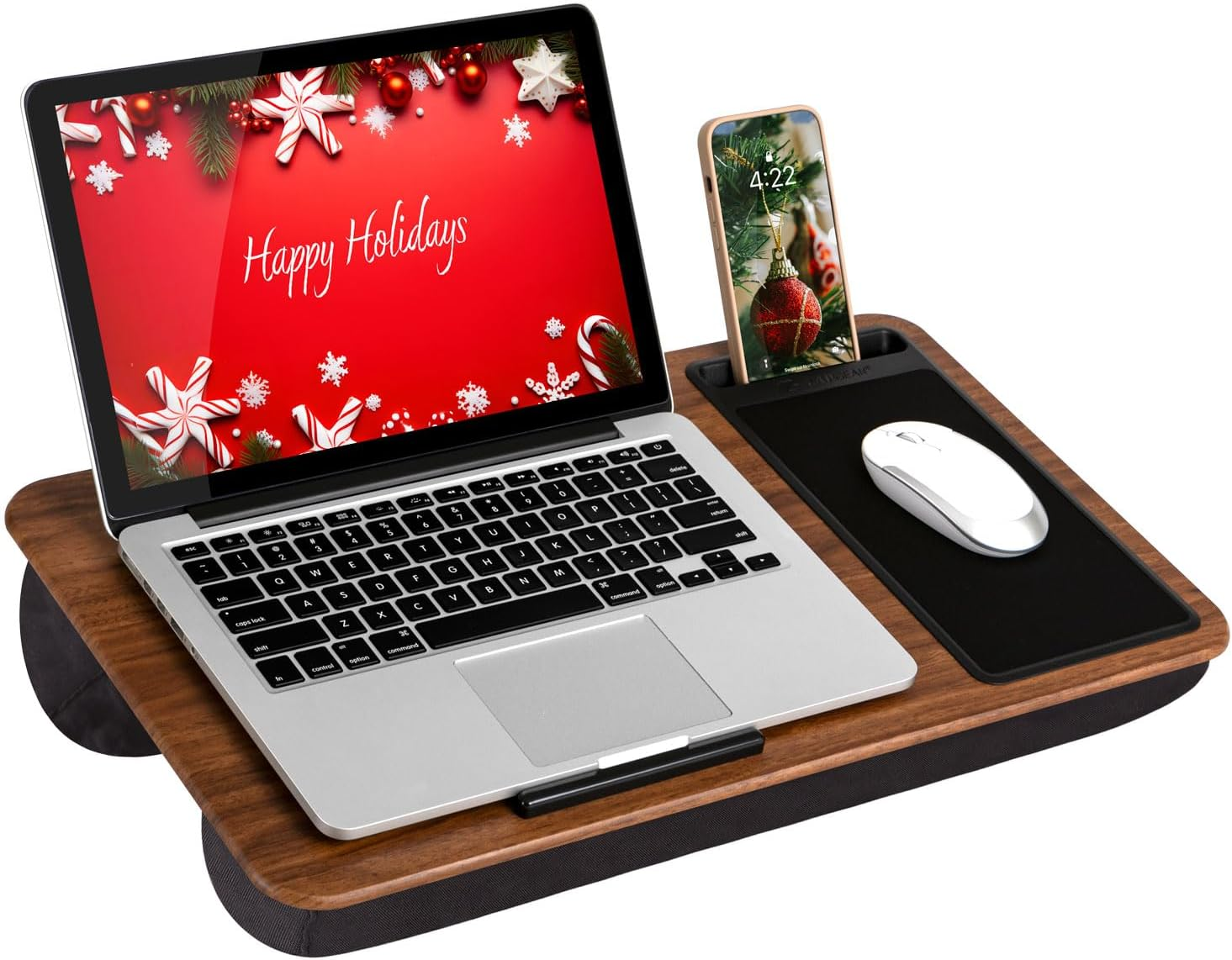 LAPGEAR Home Office Lap Desk with Device Ledge, Mouse Pad, and Phone Holder - Pink - Fits up to 15.6 Inch Laptops - Style No. 91584