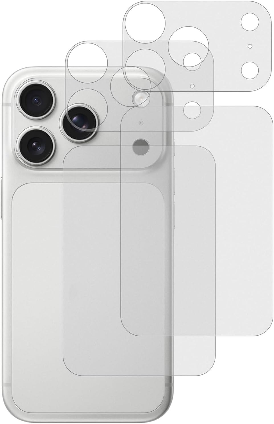 GIOPUEY Back Protector for Iphone 17 Pro Max, Back and Camera Plateau Coverage Protector Film, Flexible PET, Cratch Resistant, Semitransparent Matte - 2+2 Pack image number 1