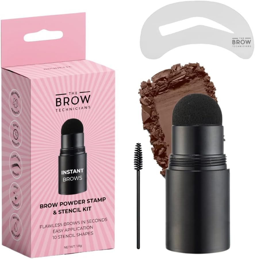 The Brow Technicians Eyebrow Stamping Kit - 10 Stencils, Instant Eyebrows, Powder Stamp, Time-Saving, Beginner-Friendly, Long-Lasting, Water-Resistant