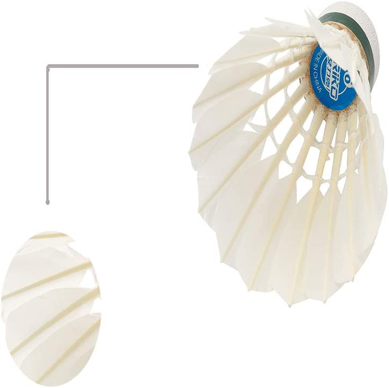 ERIKO 12-Pack Goose Feather Badminton Shuttlecocks with High Stability and Durability,High Speed Badminton Birdies Balls Model 6