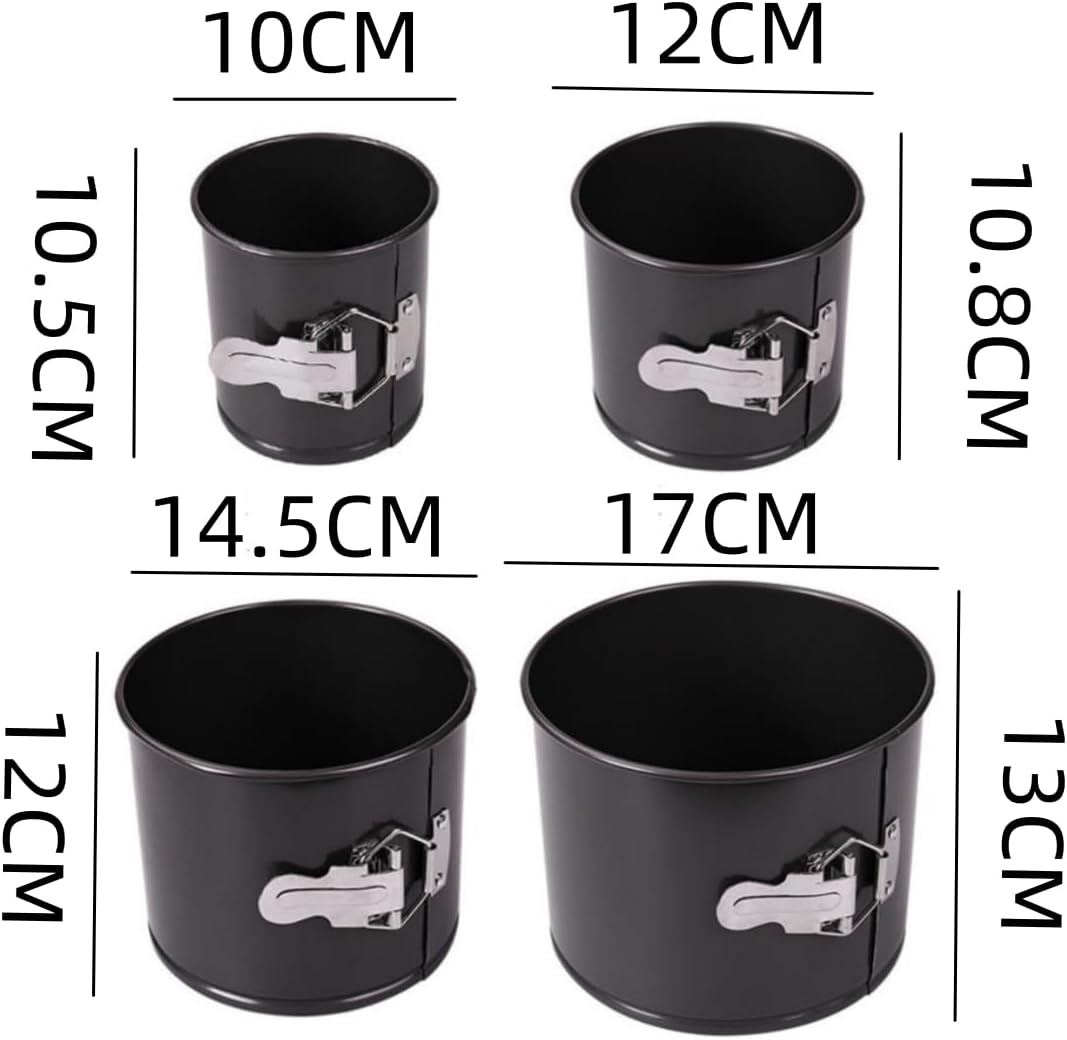 WUWFKUI 4Pcs Cake Moulds Nonstick Springform Pan,With Removable Bottom Tall round Cheesecake Pan Set Size of 10Cm, 12Cm, 14.5Cm, 17Cm image number 3