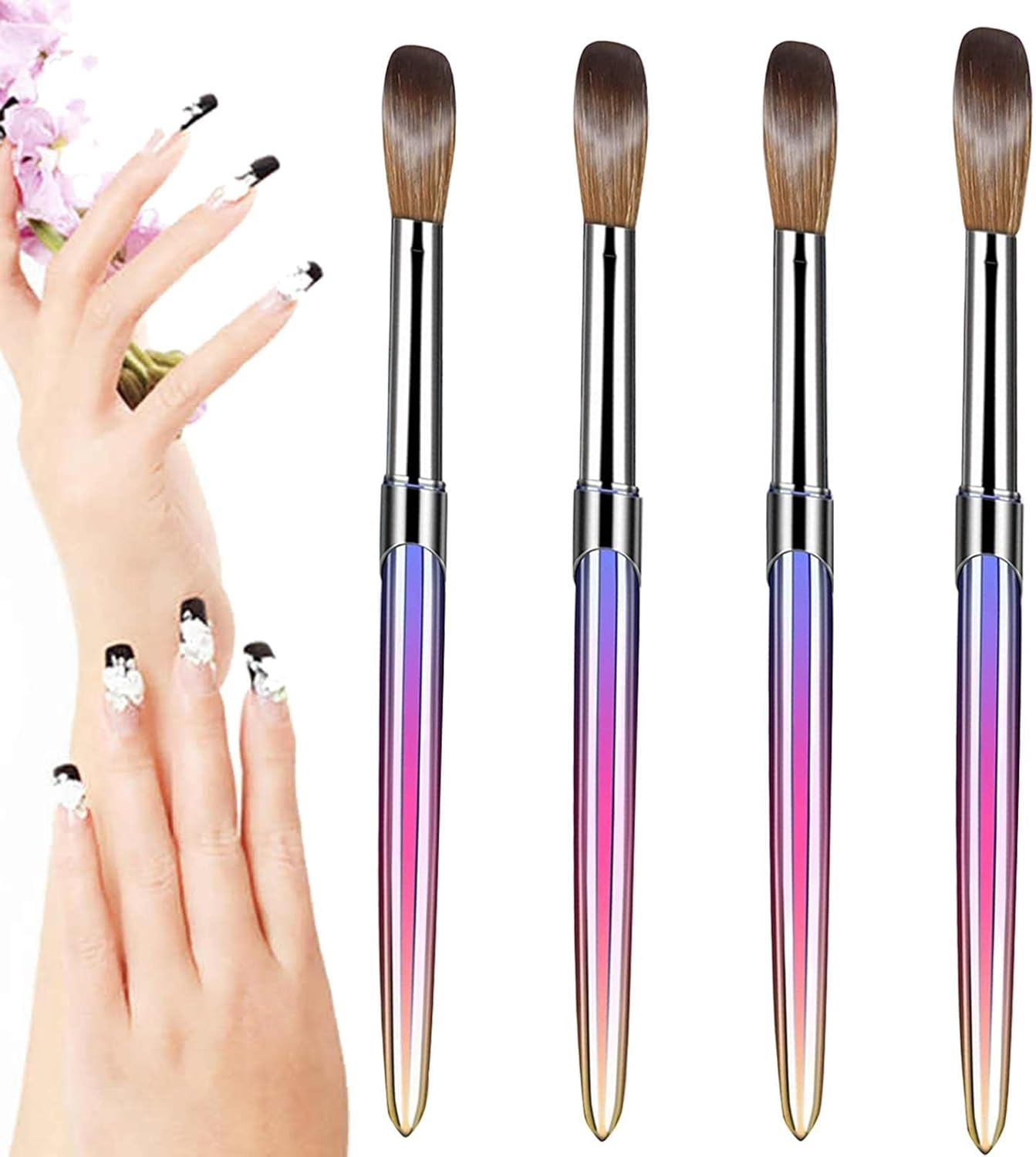 Gradient Nail Brushes Set - Nail Brushes Set for Acrylic Application Nail Drawing Art Brush | Acrylic Application Nail Extension Carving Nail Salon Home Xifeng image number 2