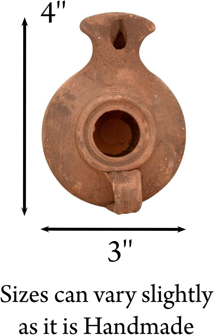 Herodian - Classic with Handle - Replica Ancient Clay Oil LAMP in Gift Bag & Certificate of Authenticity Hanukkah-Judaica/Christian Gift image number 4