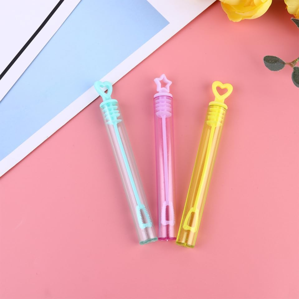 Alipis 30Pcs Assorted Color Mini Bubble Wands - Heart & Star Shaped Empty Bottles for Party Favors, Weddings, Birthdays, Outdoor Events - Random Color image number 3