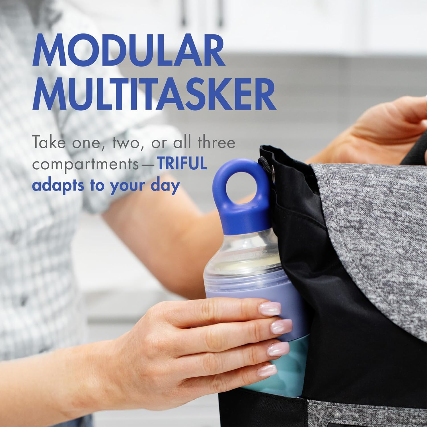 Boon TRIFUL&trade; Stainless Steel On-The-Go 3 Pod Formula Stacker Container, Blue