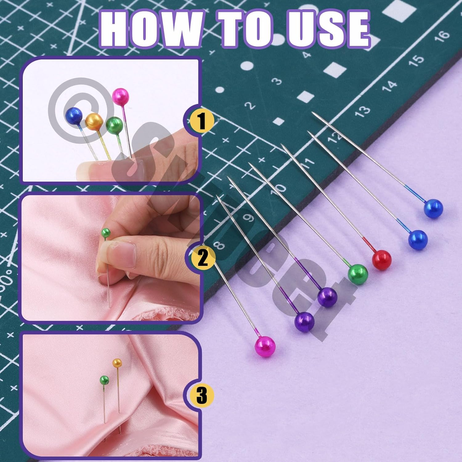 Swpeet 1200Pcs Sewing Pins Multicolor Head Pins Assortment Kit, Straight Quilting Pins Pearlized Ball Head Quilting Pins, Pearl Head Pins for Crafting Dressmaker DIY Craft Fabric Sewing Decorations image number 5