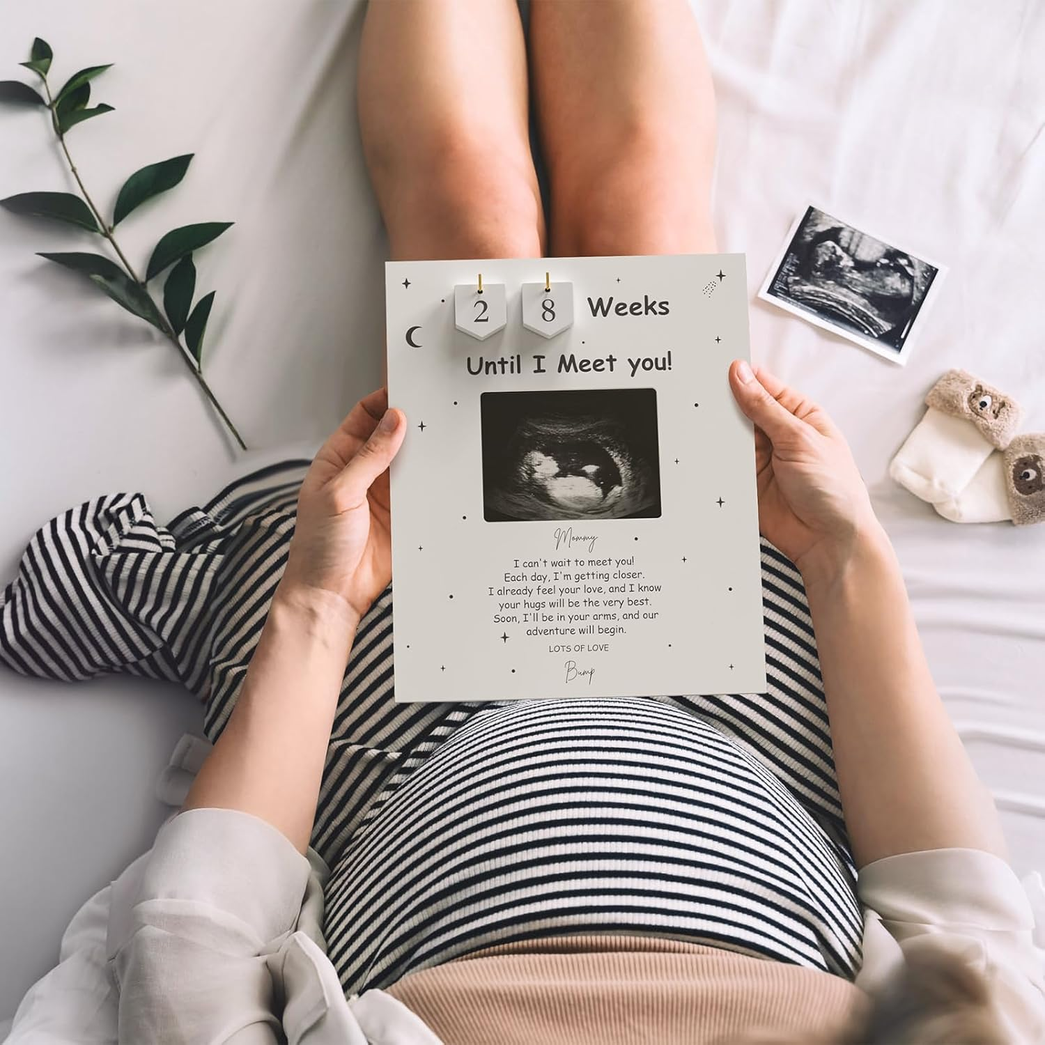 Sonogram Picture Frame Countdown Weeks - Baby Shower Welcome Sign - Standard 4"X3" Ultrasound Photo - Pregnancy Announcements Ideas - Gender Reveal Gifts - New Mom Expecting Parents to Be Keepsake image number 5